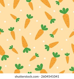 Seamless pattern with orange bright carrots