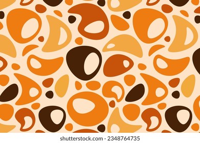 Patrón sin foco de formas orgánicas naranjas y beige marrón. Papel tapiz de color de otoño.	
