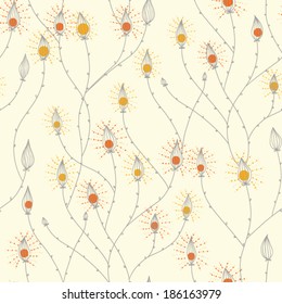Seamless pattern with orange buds vintage