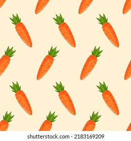 Seamless pattern with orange carrots. Vector illustration for fabrics, textures, wallpapers, posters, cards. Editable elements.