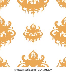 Seamless pattern with orange chandelier silhouette