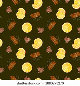 
diseño impecable con naranja y canela para el diseño impreso de tejidos, almohadas, manteles y toallas para la cocina.