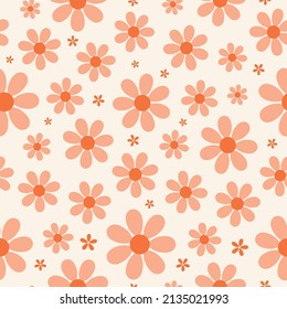 Seamless pattern with orange daisies