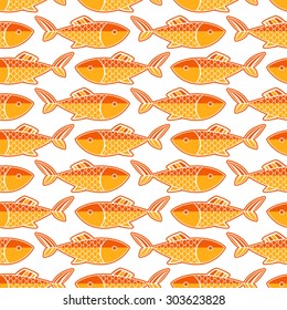 Seamless pattern with orange fish images