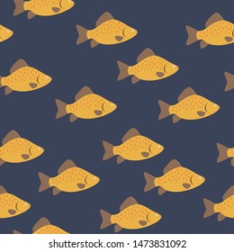 The seamless pattern with orange fishes.