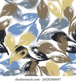 Seamless pattern of orange flowers drawn with watercolor. endless motif for textile decor and design.