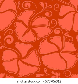 Seamless pattern with orange flowers. Floral watercolor seamless background. Vector textile print for bed linen, jacket, package design, fabric and fashion concepts.
