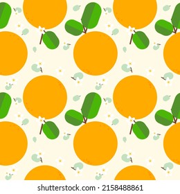 patrón sin fisuras de naranja con flores y hojas , de estilo plano , ilustración vectorial