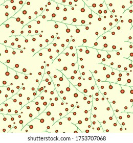 Seamless pattern with orange flowers on a yellow background. Use for fabric, wrapping paper, wallpaper, print, backdrops, baby clothes, napkins, bags, merchandise, clothing, and artwork.