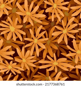 A seamless pattern of orange flowers. Vector.