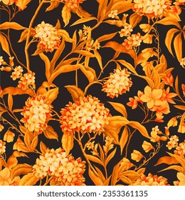 Seamless pattern with  orange flowers. Vector