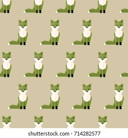 seamless pattern of orange foxes on green background animal beast vector wallpaper textile