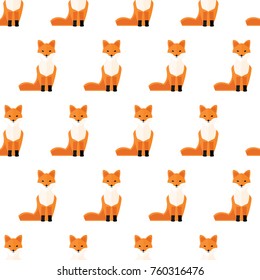 seamless pattern of orange foxes on white background animal beast vector wallpaper textile