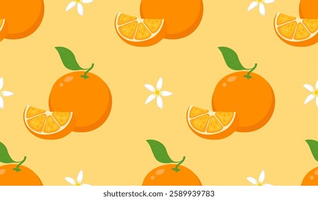 Seamless pattern with orange fruit