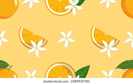 Seamless pattern with orange fruit