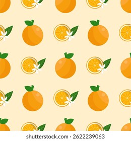 Seamless pattern with orange fruit	
