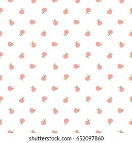 Seamless Pattern of Orange fruit Illustration on White Background with Dots