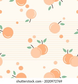 Seamless pattern with orange fruit on pastel background vector illustration.