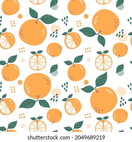Seamless pattern orange fruit on white background. Vector illustration.