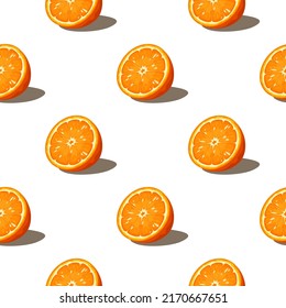 Seamless pattern with orange fruit on a white background. Vector illustration