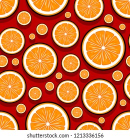 Seamless pattern with orange fruit slice graphics. Vector illustration. Ideal for wallpaper, packaging, fabric, textile, wrapping paper design and any kind of decoration.