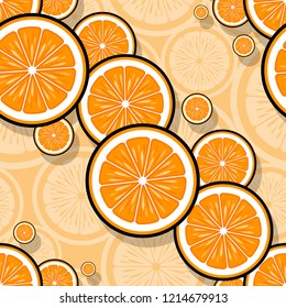 Seamless pattern with orange fruit slice graphics. Vector illustration. Ideal for wallpaper, packaging, fabric, textile, wrapping paper design and any kind of decoration.