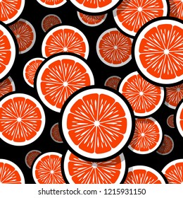 Seamless pattern with orange fruit slice graphics. Vector illustration. Ideal for wallpaper, packaging, fabric, textile, wrapping paper design and any kind of decoration.