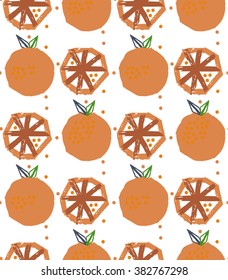 Seamless pattern with orange fruits