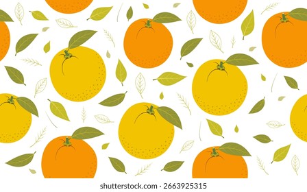 Padrão sem emenda com frutas de laranja. Ilustração de vetor de design plano desenhado à mão.