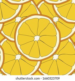 Seamless pattern with orange fruits, on a light background. Vector illustration.Suitable For Greeting Card, Poster Or T-shirt Printing.