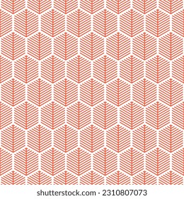 Seamless pattern with orange geometric abstract tree