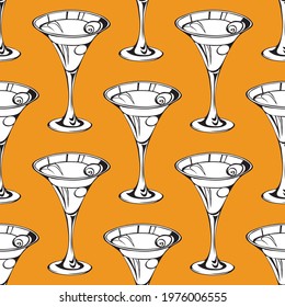 seamless pattern orange glass martini vector 
