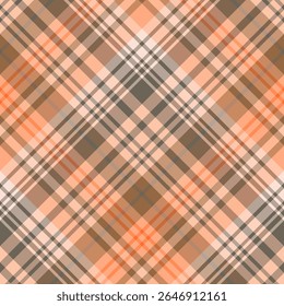 Seamless pattern in orange, gray and peach color for plaid, fabric, textile, clothes, tablecloth and other things. Vector image. 2