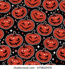 seamless pattern of orange haloween pumpkins
