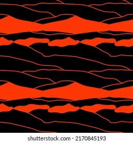 seamless pattern with orange and horizontal waves