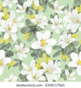 A seamless pattern of Orange jasmine flower. vector illustration. flower background.