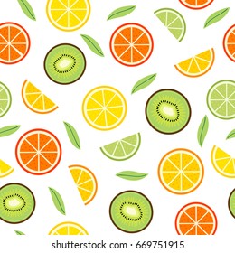 seamless pattern with orange and kiwi - vector illustration, eps
