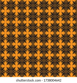Seamless pattern of orange knight lilies on a black background. Vector image eps 10