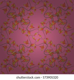 Seamless pattern with orange leaf, autumn leaves background. Vector illustration. Radial gradient shape.