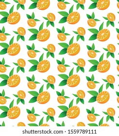 Seamless pattern orange with leaves