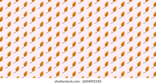 Seamless Pattern of Orange Leaves Against a Light Background