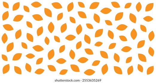 Seamless pattern of orange leaves on white or transparent background. Minimalistic nature-inspired design for wallpaper or fabric