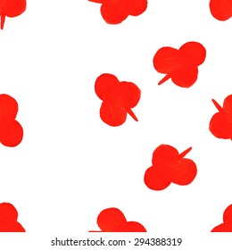 Seamless pattern. Orange leaves on a white background. Watercolor. Shamrock