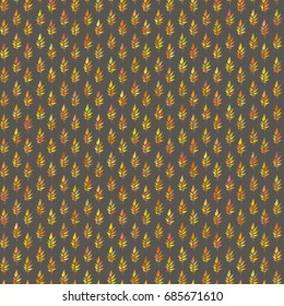 
Seamless pattern of orange leaves on a gray background
