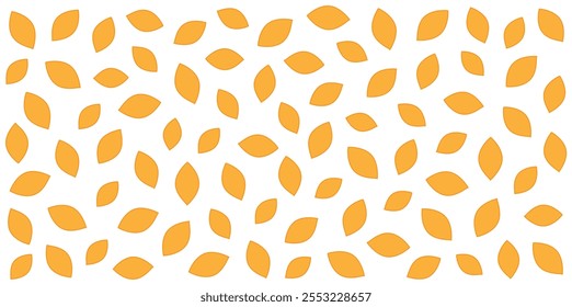 Seamless pattern of orange leaves with outline on white or transparent background. Minimalistic nature-inspired design for wallpaper or fabric