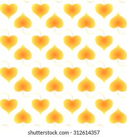 Seamless pattern with orange leaves and white background. Vector autumn leaves seamless background.