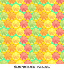Seamless pattern. Orange, lemon, lime, grapefruit.Vector illustration.