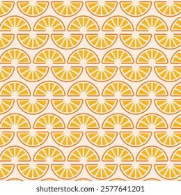 Seamless pattern with orange and lemon slices. Vector illustration.