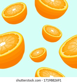 Seamless pattern with Orange on Green Background