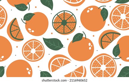 Seamless pattern orange on white background. Vector illustration.